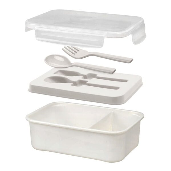 J.C.J Lunch Box with Spoon and Fork 850ml, 1200ml, 2 compartments, Beige