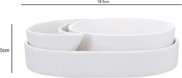 Symphony Eclipse 3 Pieces Porcelain Dip Set Soy Sauce Dish Stackable Small Serving Bowls - Image 3