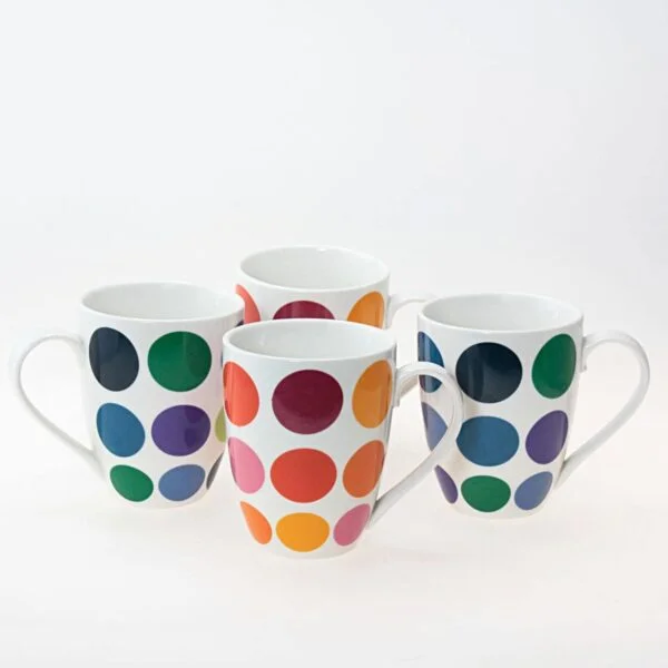 Symphony 300 Ml Big Dots Mug Set - 4 Pieces - White Alfresco Australia