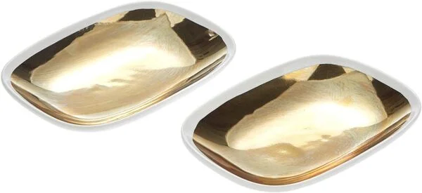 Symphony Ceramic Adorn Tray Porcelain Set Of 2 - White & Gold Alfresco Australia - Image 2