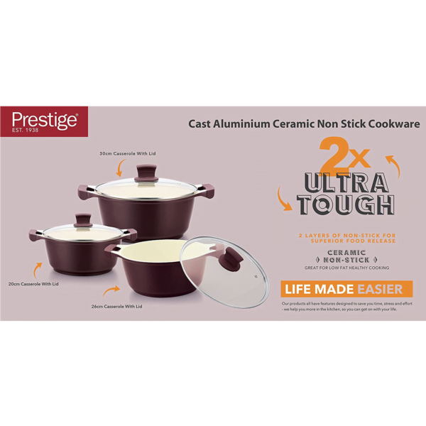 Prestige Cast Aluminum Ceramic 2 x Ultra Tough Non Stick 6PCS SET