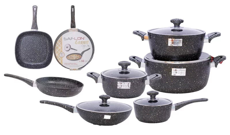 Saflon GRANITE Non Stick Cookware SET 13 Piece Pickfromshop Pakistan Saflon GRANITE Non Stick Cookware SET 13 Piece Pickfromshop Pakistan