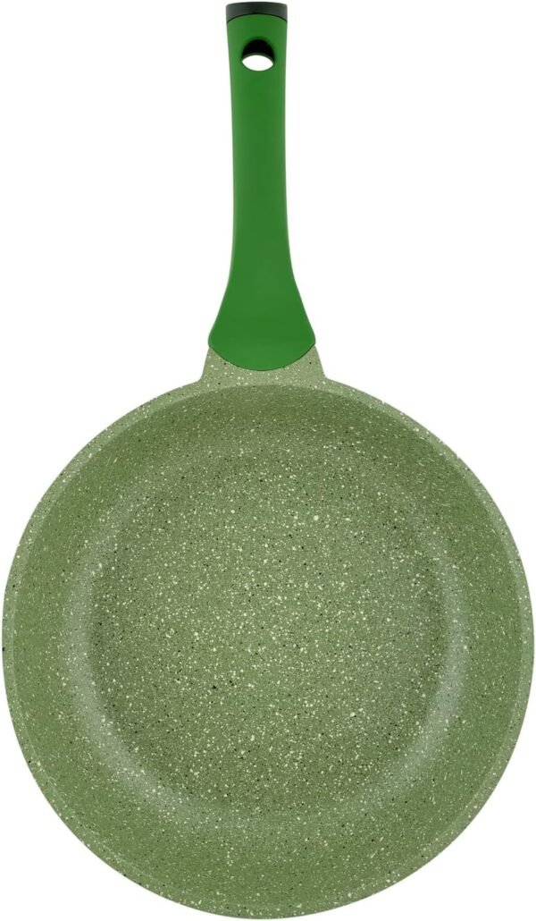 Prestige Essentials Granite Non Stick Fry Pan Cast Aluminium Cookware Induction Base Non Stick Skillet PFOA & Lead Free - Green, 20 - Image 3