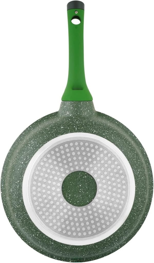 Prestige Essentials Granite Non Stick Fry Pan Cast Aluminium Cookware Induction Base Non Stick Skillet PFOA & Lead Free - Green, 20 - Image 4