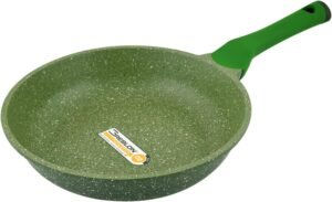 Prestige Essentials Granite Non Stick Fry Pan Cast Aluminium Cookware Induction Base Non Stick Skillet PFOA & Lead Free - Green, 20