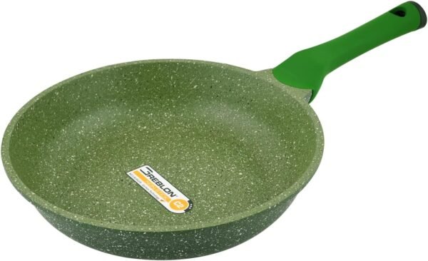 Prestige Essentials Granite Non Stick Fry Pan Cast Aluminium Cookware Induction Base Non Stick Skillet PFOA & Lead Free - Green, 20