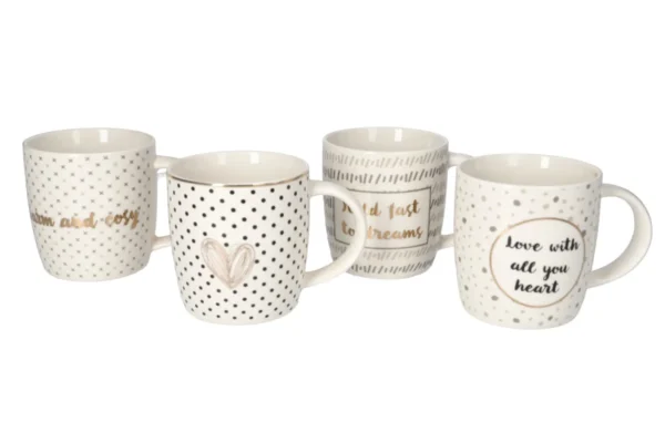 Porcelain Printed Mugs 4pcs 360ml