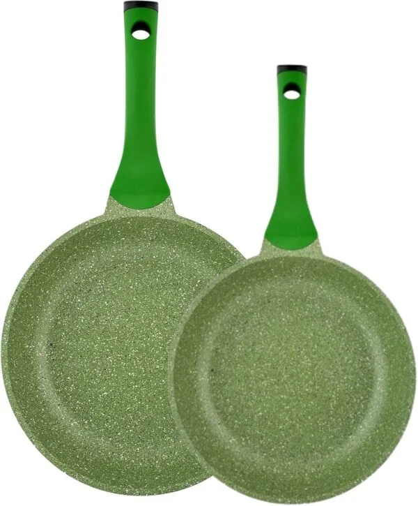 Prestige Essentials Granite Non Stick Set Combo | 24cm + 28CM Fry Pan Set | Induction Cookware Set 2 Pieces - Green