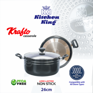 Kitchen King Non Stick Casserole Krafto (Glass Lid) - Induction Sizes Available
