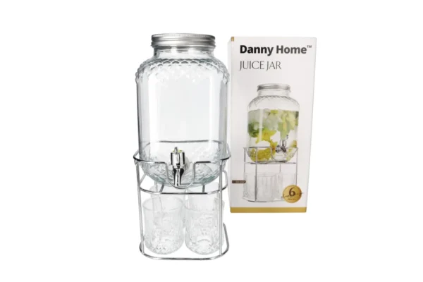 Danny Home Dispenser with 4 Glasses & Stand 6pcs