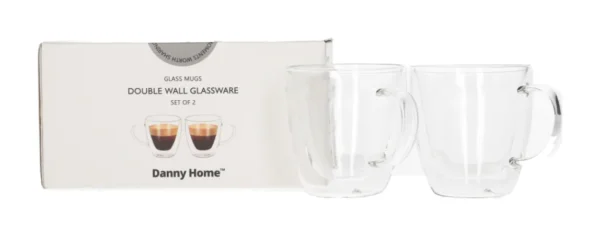 Danny Home Double Walled Glass Mug with Handle 80ml