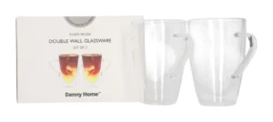 Danny Home Double Walled 150ml Glass Mug with Handle