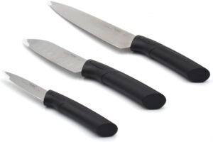 Prestige 3Pc Knife Set - Stainless Steel Blades Essential Kitchen Knives for Precision Cutting and Chopping Silver