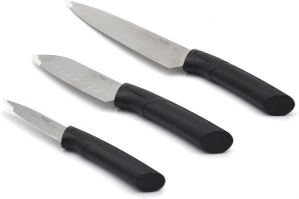 Prestige 3Pc Knife Set - Stainless Steel Blades Essential Kitchen Knives for Precision Cutting and Chopping Silver