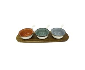 Danny Home Acacia Wood Board With Dessert Bowls 4pcs