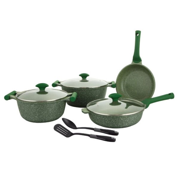 Prestige Essentials 9pcs Pots and Pans Set | Nonstick Cookware Sets |  Granite Pots Set | Kitchen Induction Pots and Pans Cooking Sets | Pan Sets for Cooking - Green