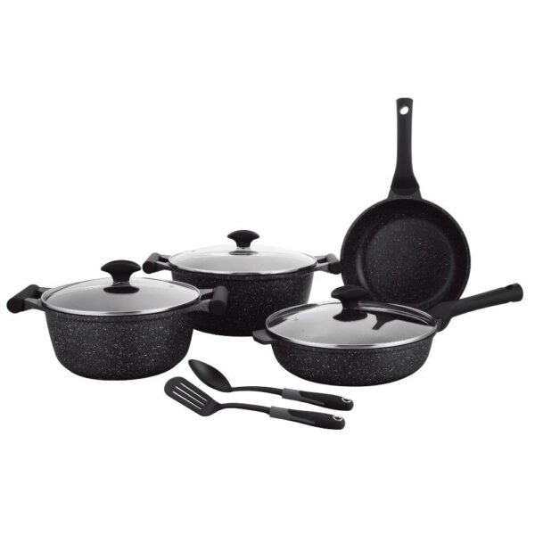 Prestige Essentials Granite 9pcs Cookware Pots and Pans Set Black