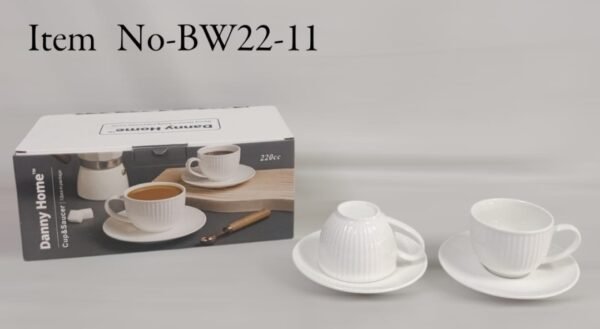 Danny Home Ceramic Tea Cups and Saucers Set (6 pcs., 220ml) - Image 3
