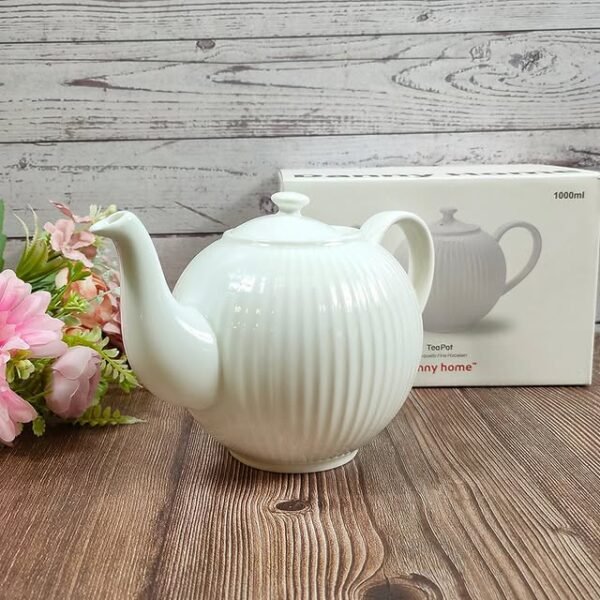 Danny home Ceramic White Tea Pot 1L