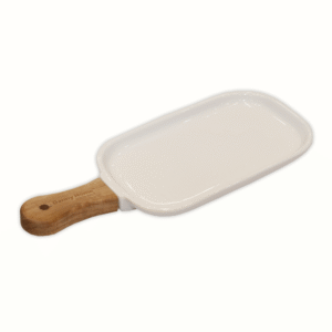 Danny Home Ceramic Dish Plate with Wooden Handle 11inch