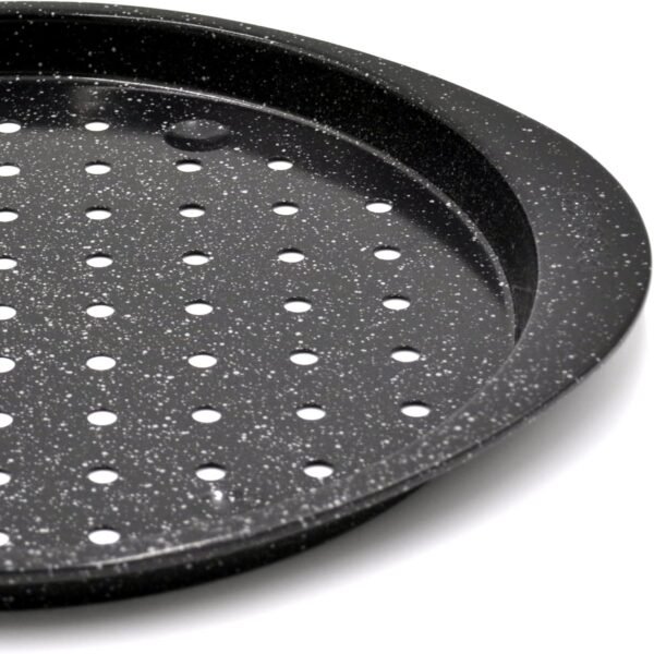 Prestige 12inch Granite Pizza Crisper Pan with Carbon Steel Coating for Home Oven Baking Premium Quality Non-Stick Tray Black 12-Inch - Image 4