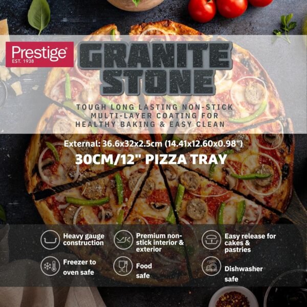 Prestige Granite 30cm Pizza Tray | Pizza Pan for Oven | Round Pizza Baking Pan, Ideal for Cooking, Baking, and Grilling - Image 5