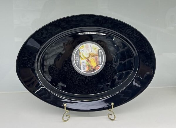 Danny Home Black Opal Glass Oval Platter 35.4cm - Image 2