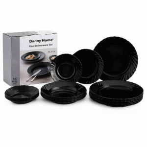 Danny Home 18Pcs Black Dinner Set (Opal Finish)