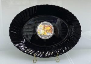 Danny Home Black Opal Glass Oval Platter 30.4cm