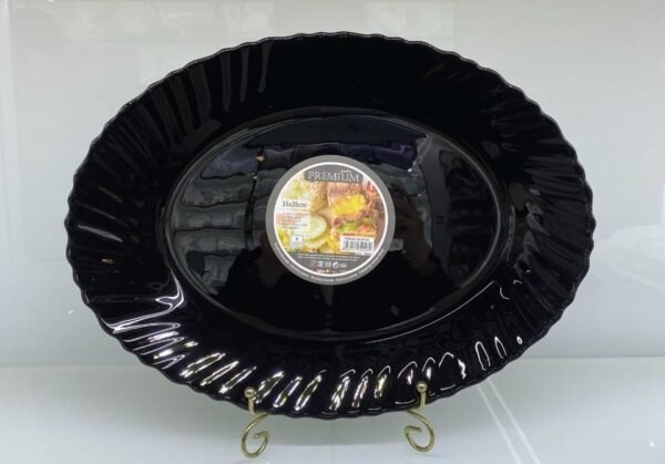 Danny Home Black Opal Glass Oval Platter 30.4cm