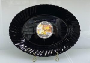 Danny Home Black Opal Glass Oval Platter 34.2cm