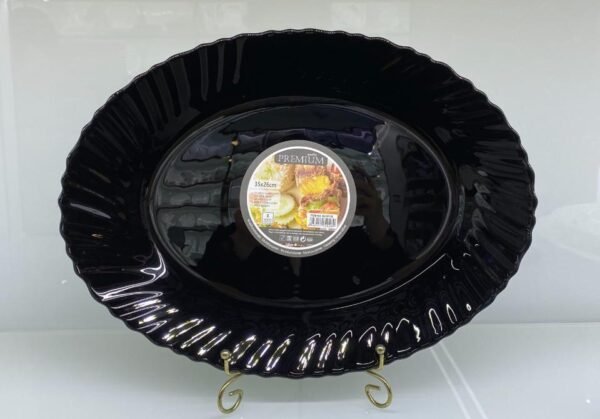 Danny Home Black Opal Glass Oval Platter 34.2cm