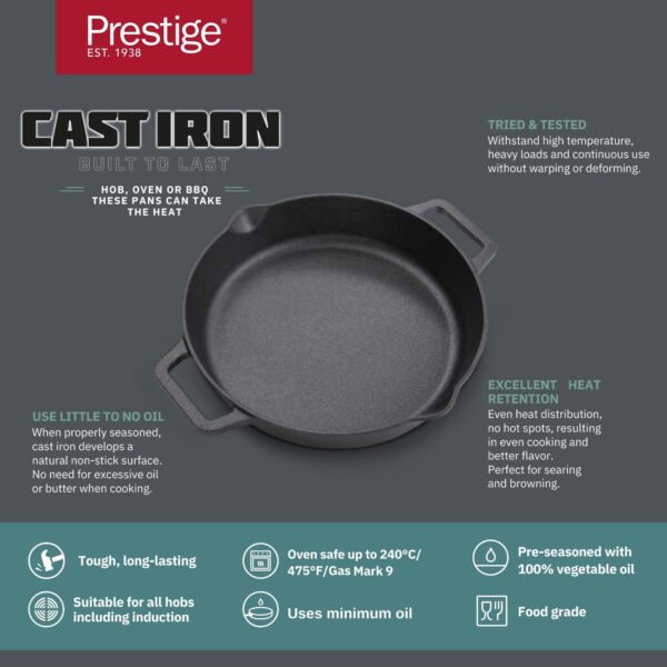Prestige Cast Iron 24Cm Dual Handle Frypan - Image 2