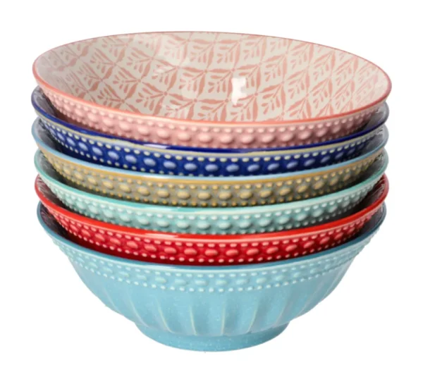 Danny Home 6Pcs Mixed Bohemian Pasta Bowl Set 20.5cm - Image 2