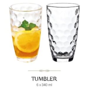 Danny Home Glass Tumbler 6Pc Bubble Texture Set 340ml