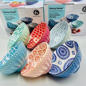 Danny Home 6Pcs Mixed Bohemian Pasta Bowl Set 20.5cm