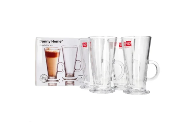 Danny Home Latte Glass Mug Set 4pcs 290ml