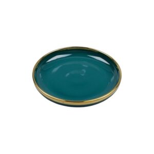Danny Home Glazed Ceramic Deep Plate with Golden Rim 20.3cm