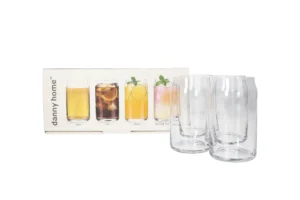Danny Home Glass Can Shaped Tumbler Glasses 4pcs Sizes Available