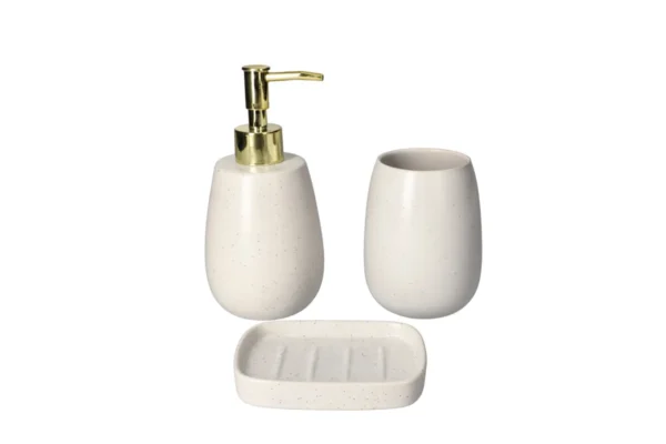 Danny Home Ceramic Bathroom Accessories Set 3pcs Marble Design - Image 2