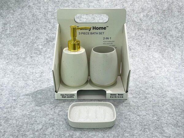 Danny Home Ceramic Bathroom Accessories Set 3pcs Marble Design