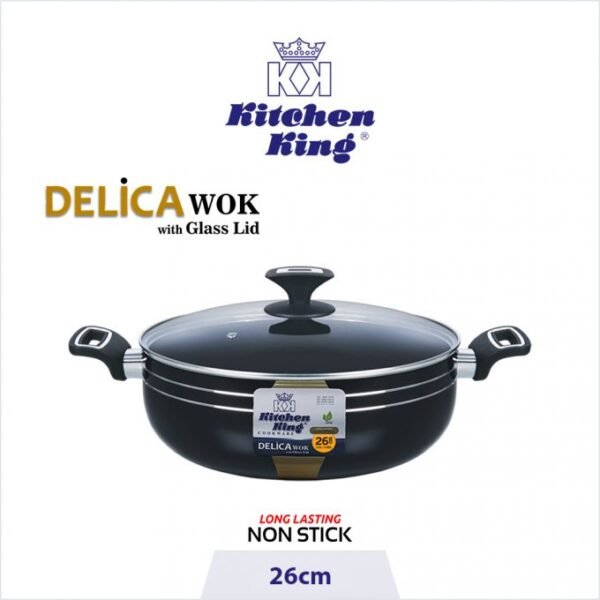 Kitchen King Delica Wok (Glass Lid), Available in Sizes - Image 2