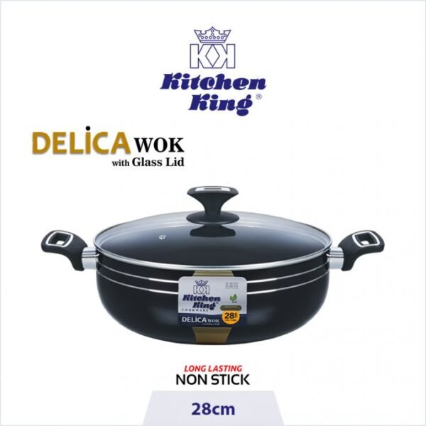 Kitchen King Delica Wok (Glass Lid), Available in Sizes - Image 3