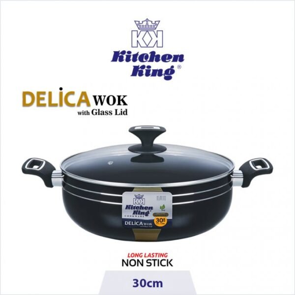 Kitchen King Delica Wok (Glass Lid), Available in Sizes