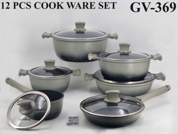 Alpenberg Granite Non Stick 12Pcs Cookware Set - Induction