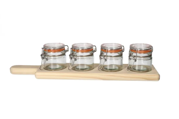 Danny Home Mini Glass Jars With Clip Top & Bamboo Shelf
