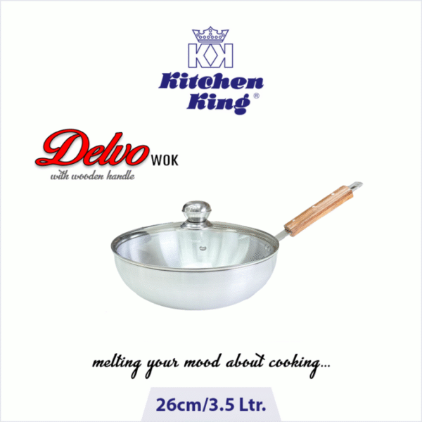 Kitchen King Delvo Wok (Glass Lid) Sizes Available - Image 3