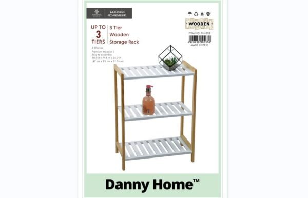Danny Home 3 Tier Wooden Storage Rack 47 x 25 x 61cm