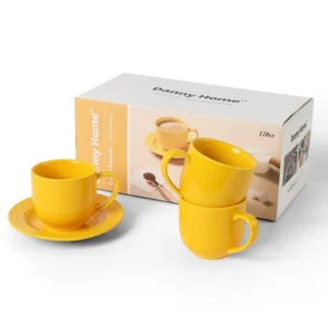 Danny Home Ceramic Cup and Saucer Set 12pcs Yellow