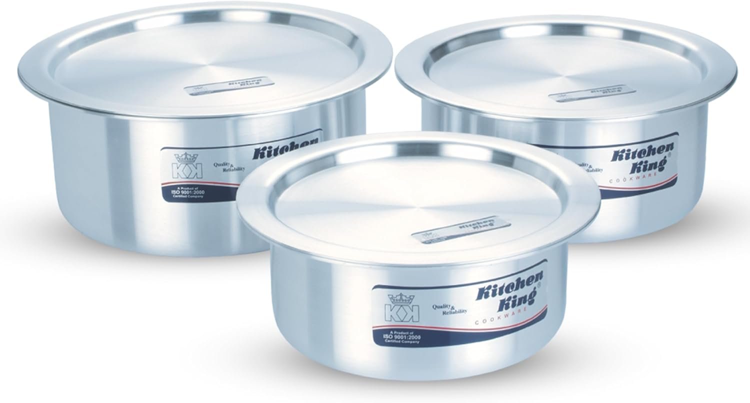 Kitchen King Pots and Pan Set 6 Pieces 12cm-14cm with Lids Aluminium Cooking Pots Indiana Baby Set Casseroles Cookware Set
